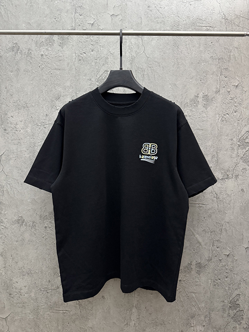 バレンシアガコピー Balenciaga 新モデルの中空カラーブロック刺繍半袖Tシャツ