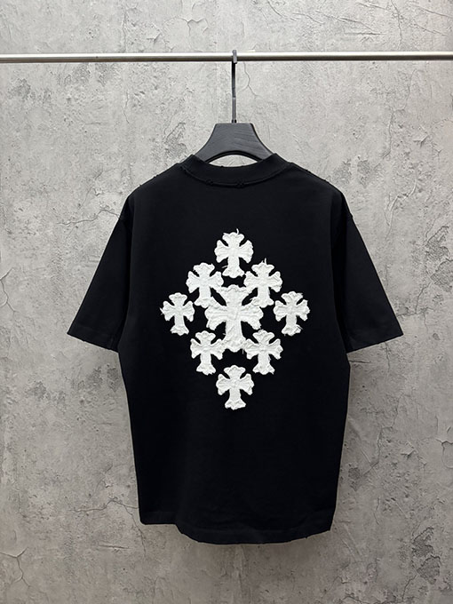 クロムハーツスーパーコピー 新作アップリケクロスステッチタッセル半袖Tシャツ