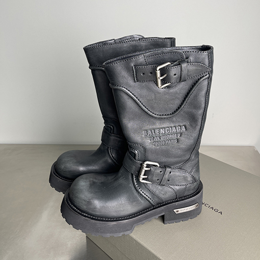 バレンシアガ Balenciaga Venom カーフスキンラウンドトゥバックルアンクルブーツ
