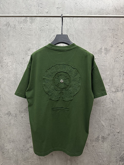 クロムハーツ 新モデルアメリカンスタイルのレーザーカットアップリケ刺繍のカップル半袖Tシャツ