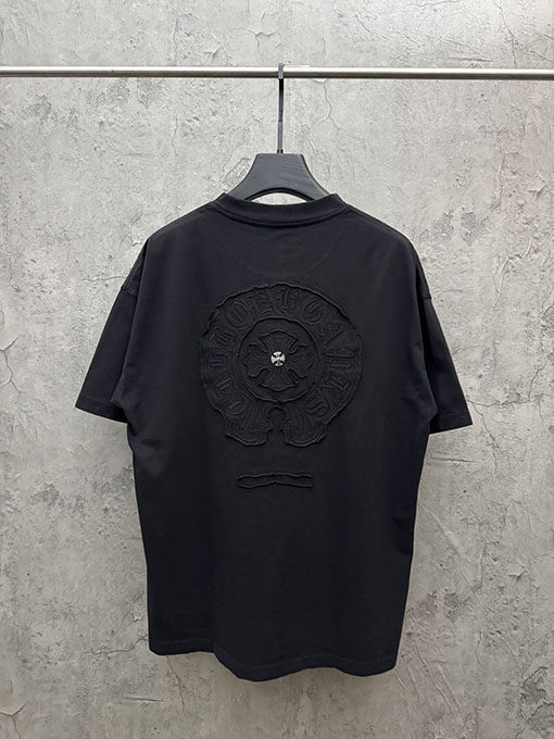 クロムハーツ 新モデルアメリカンスタイルのレーザーカットアップリケ刺繍のカップル半袖Tシャツ
