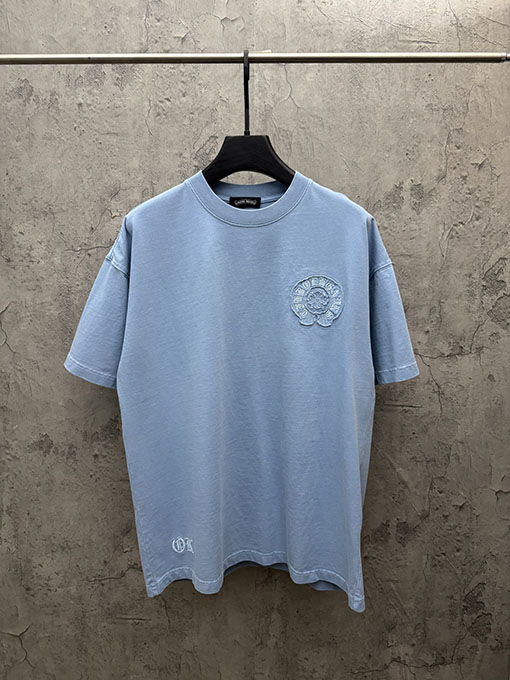 クロムハーツ 新モデルアメリカンスタイルのレーザーカットアップリケ刺繍のカップル半袖Tシャツ