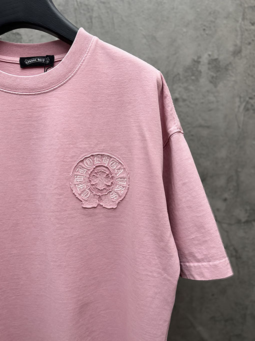 クロムハーツ 新モデルアメリカンスタイルのレーザーカットアップリケ刺繍のカップル半袖Tシャツ
