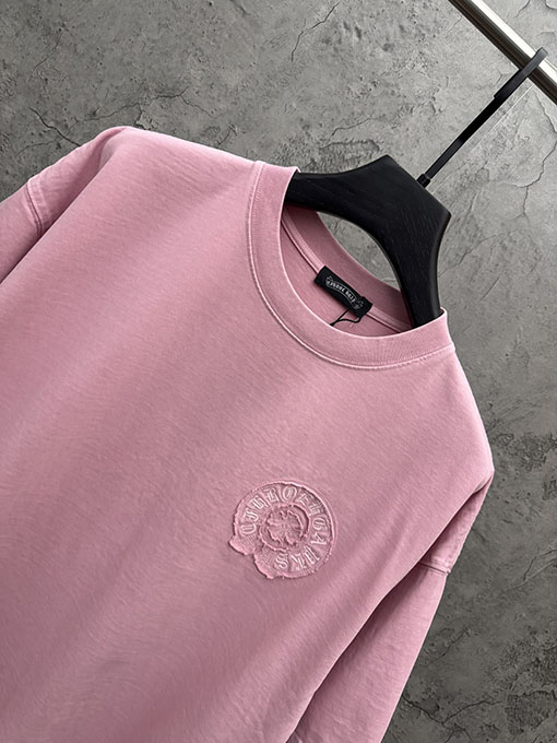 クロムハーツ 新モデルアメリカンスタイルのレーザーカットアップリケ刺繍のカップル半袖Tシャツ