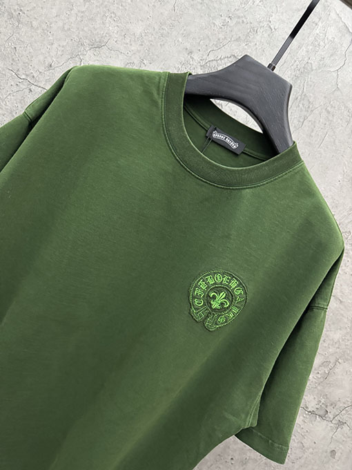 クロムハーツ 新モデルアメリカンスタイルのレーザーカットアップリケ刺繍のカップル半袖Tシャツ