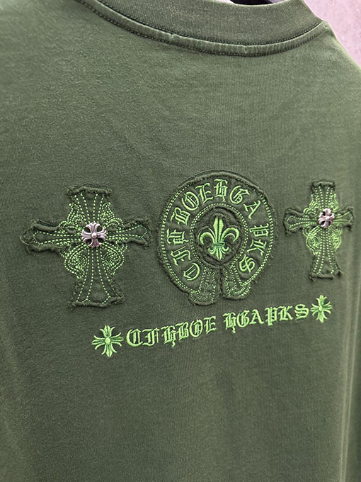 クロムハーツ 新モデルアメリカンスタイルのレーザーカットアップリケ刺繍のカップル半袖Tシャツ