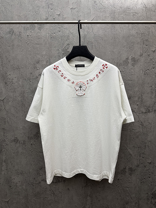 クロムハーツコピー Brunello Cucinelli ロゴプリント半袖Tシャツ
