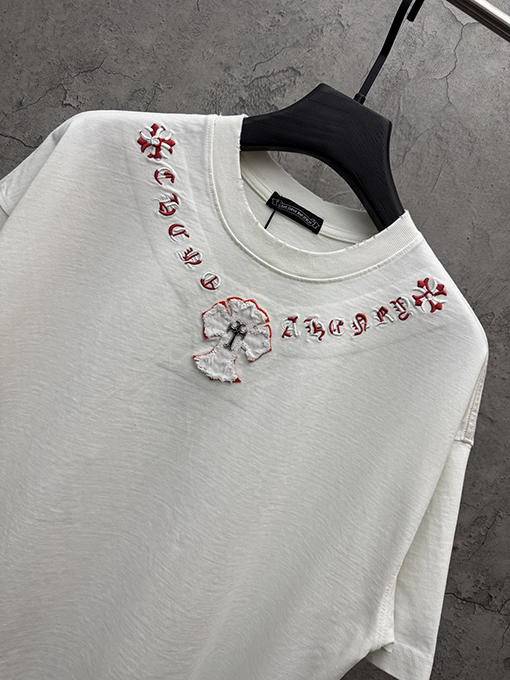 クロムハーツコピー Brunello Cucinelli ロゴプリント半袖Tシャツ