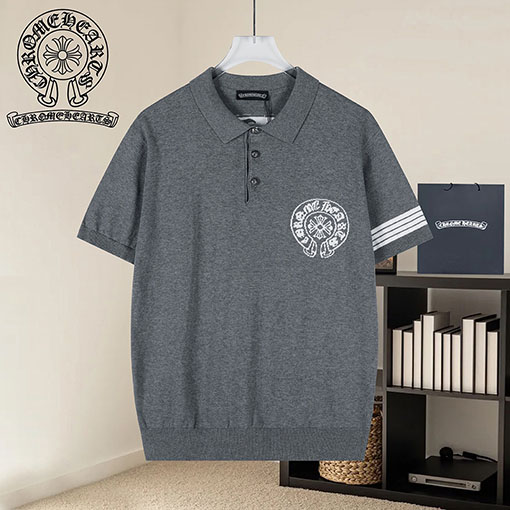 クロムハーツ ジャカードカラーニット半袖Tシャツ