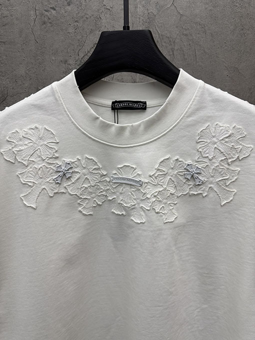 クロムハーツコピー 4 層アップリケクロスステッチ半袖Tシャツ