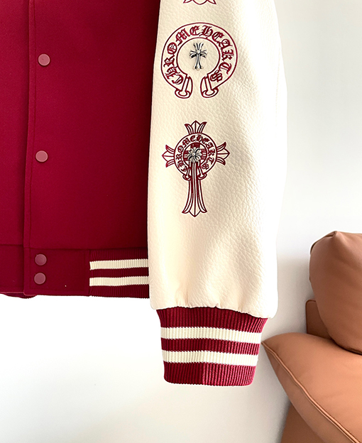クロムハーツ 刺繍入りホースシュークロスダブルレイヤーベースボールジャケット