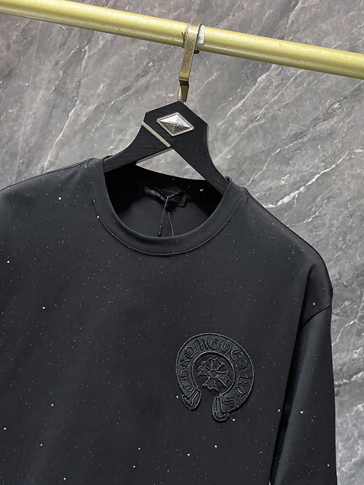クロムハーツ クラシックな馬蹄刺繍の金箔スター半袖Tシャツ