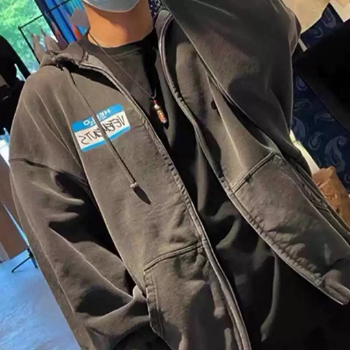 ヴェトモン VETEMENTS 新作 ウォッシュダメージフード付き ジップアップスウェットシャツ
