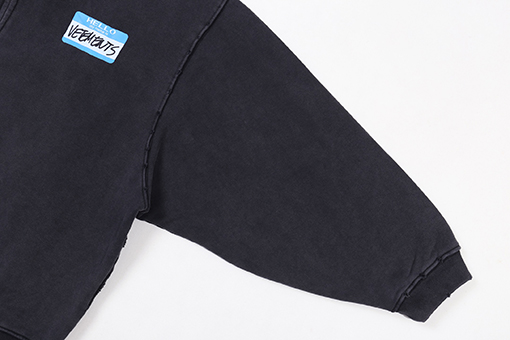 ヴェトモン VETEMENTS 新作 ウォッシュダメージフード付き ジップアップスウェットシャツ