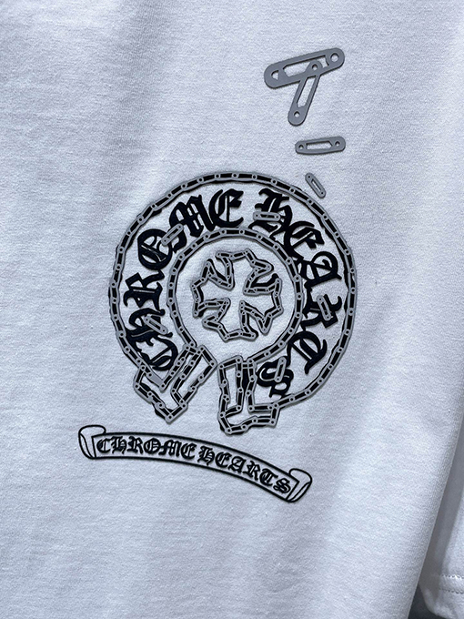 クロムハーツ クラシックな馬蹄のフロックレタリング半袖Tシャツ