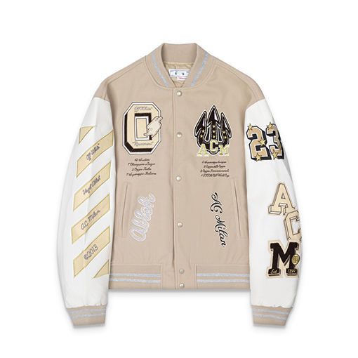 オフホワイト off white コラボレーションロゴタグベースボールジャケット