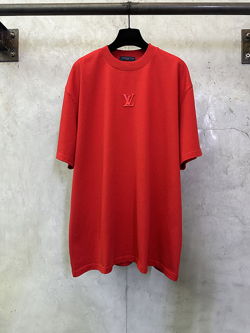 ルイヴィトン LOUIS VUITTON フロントとバックに新しいロゴがった厚のクルーネック半袖Tシャツ