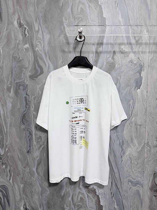 マルタンマルジェラ Maison Margiela MM6 プリントクルーネックドロップショルダー半袖Tシャツ