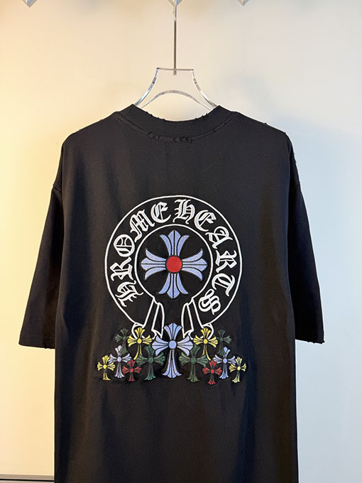 クロムハーツ 新作ダブルヤーンピュアコットン半袖Tシャツ