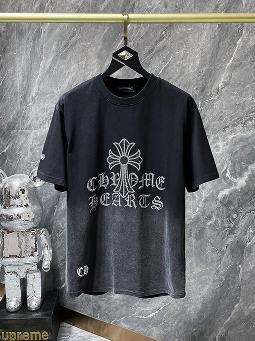 クロムハーツ サンスクリットクロスラインストーングラデーションウォッシュ半袖Tシャツ