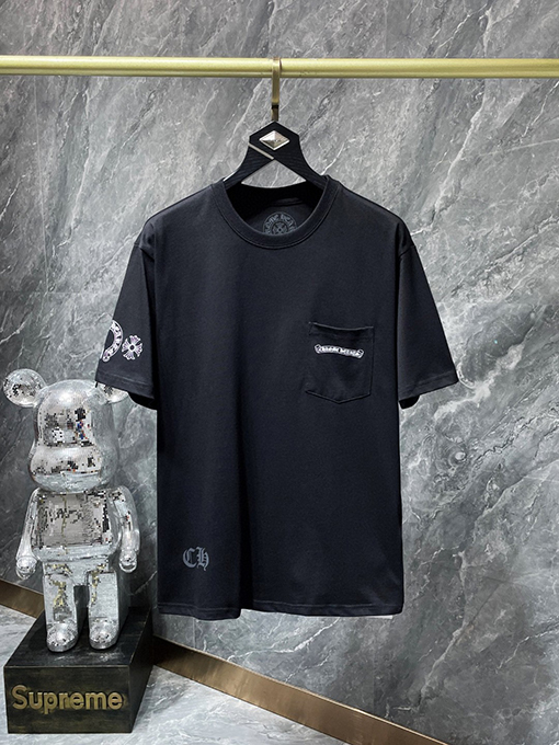 クロムハーツ クラシックなスクロールレターのカラフルなクロスフローラル半袖Tシャツ