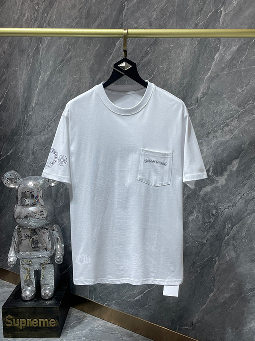 クロムハーツ クラシックなスクロールレターのカラフルなクロスフローラル半袖Tシャツ