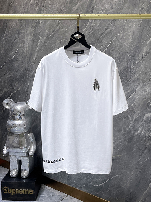 クロムハーツ サンスクリットのハンドメイドクロスボタンフォームコーティング半袖Tシャツ