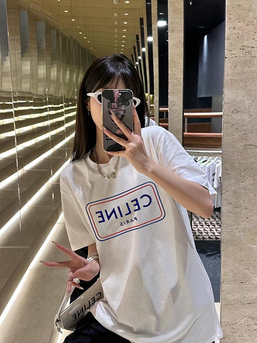 セリーヌ CELINE プリントクルーネック半袖Tシャツ