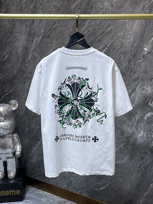 クロムハーツ グラフィティサンスクリットい古しの馬蹄刺繍半袖Tシャツ