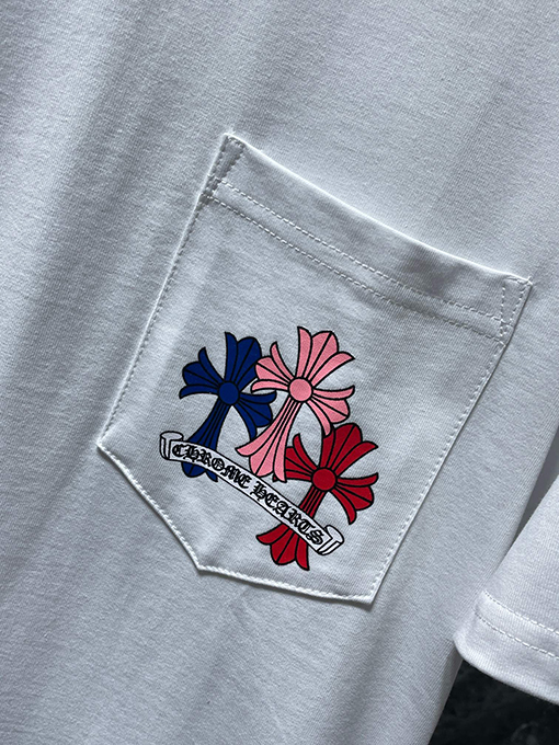 クロムハーツ クラシックなカラフルファントムクロスレターフローラル半袖Tシャツ