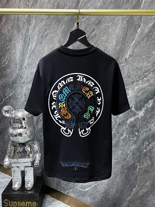 クロムハーツ 刺繍入りカラフルクラシッククロスホースシュー半袖Tシャツ