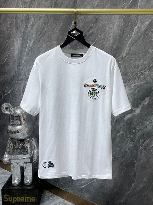 クロムハーツ 刺繍入りカラフルクラシッククロスホースシュー半袖Tシャツ