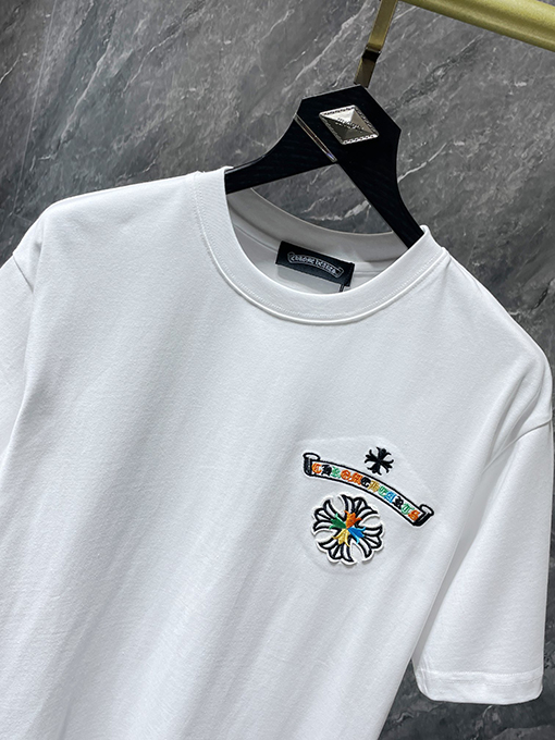 クロムハーツ 刺繍入りカラフルクラシッククロスホースシュー半袖Tシャツ