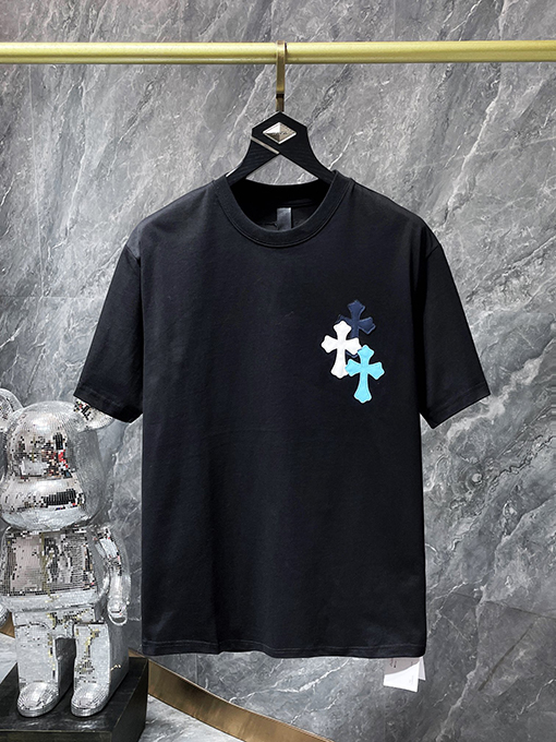 クロムハーツコピー カラフルなパッチワーククロスプリント半袖Tシャツ