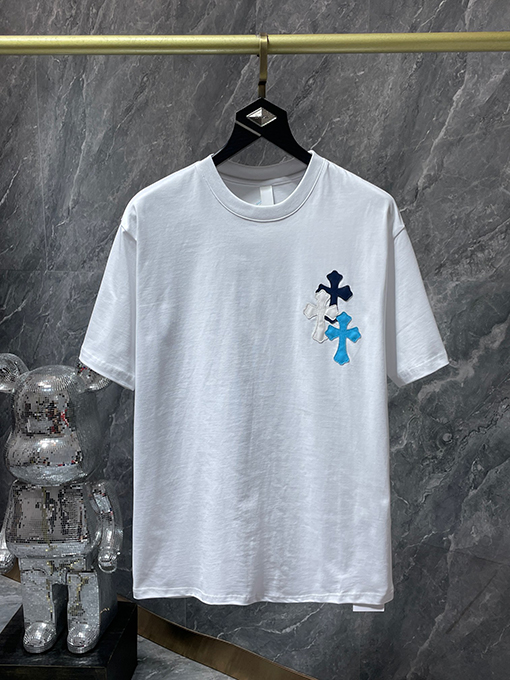 クロムハーツコピー カラフルなパッチワーククロスプリント半袖Tシャツ