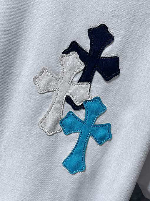 クロムハーツコピー カラフルなパッチワーククロスプリント半袖Tシャツ