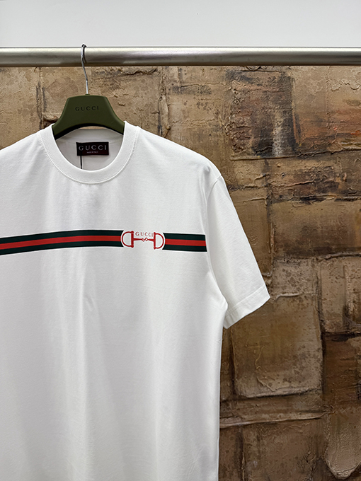 グッチ Gucci ストライプ ホースビットプリント 半袖Tシャツ