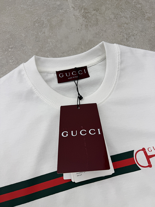 グッチ Gucci ストライプ ホースビットプリント 半袖Tシャツ