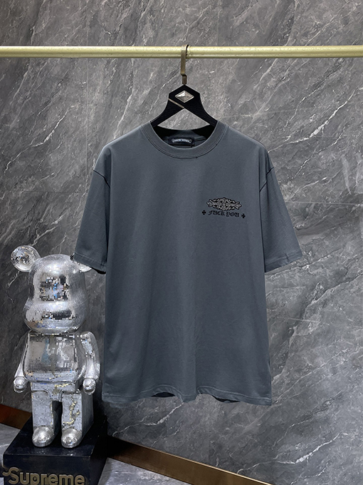 クロムハーツコピー ラインストーン馬蹄サンスクリット文字クロス半袖Tシャツ