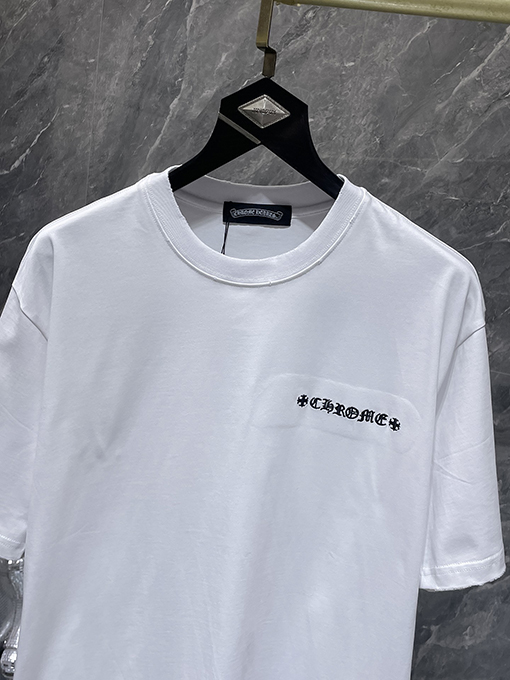 クロムハーツスーパーコピー カラーブロックのグラフィティ風ダメージ刺繍半袖Tシャツ