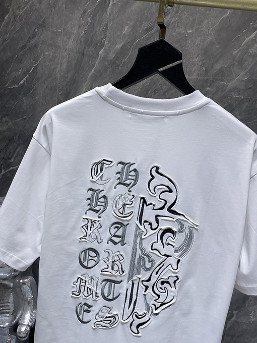 クロムハーツ 大剣サンスクリット刺繍アップリケ半袖Tシャツ
