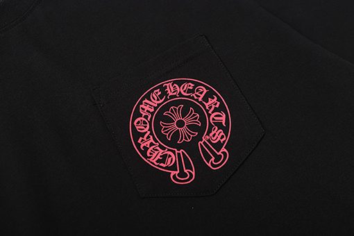 クロムハーツ 白ピンク黒ピンクの馬蹄の十字架サンスクリットのプリント半袖Tシャツ