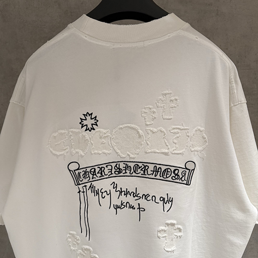 クロムハーツ 新作アップリケ刺繍半袖Tシャツ