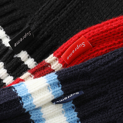 シュプリーム SUPREME Script Stripe Half Zip Sweater 筆記体の刺繍ストライプロゴハーフジップセーター