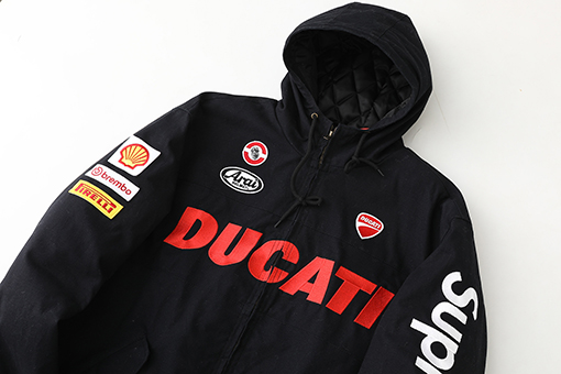 シュプリーム SUPREME WEEK16 HOODED RACING JACKET コラボレーション ダブルポケット ジッパー フード付きレーシング モーターサイクルジャケット