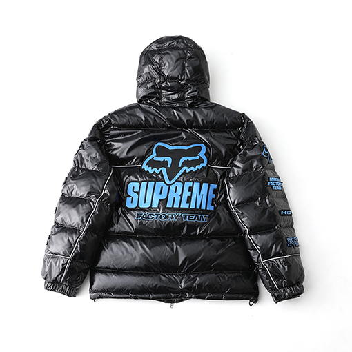 シュプリームコピー  WEEK9 Shiny Down Puffer Jacke 光沢のあるロゴ入りフード付きコンフォートカジュアルジャケット