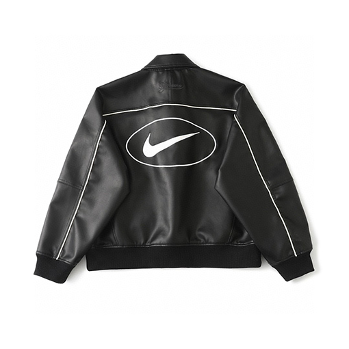 シュプリームコピー X ナイキ  WEEK4 Leather Varsity Jacket 背中にロゴがったレザーのバーシティジャケット