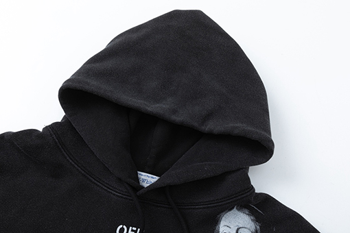 オフホワイト off white 新しい肖像油絵風460gウォッシュドフード付きスウェットシャツ
