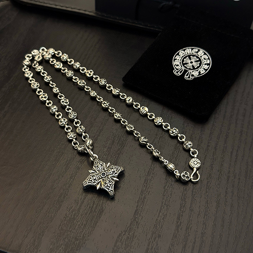 クロムハーツ クロスフラワーペンダント付きマルチエレメントフローラルボールネックレス