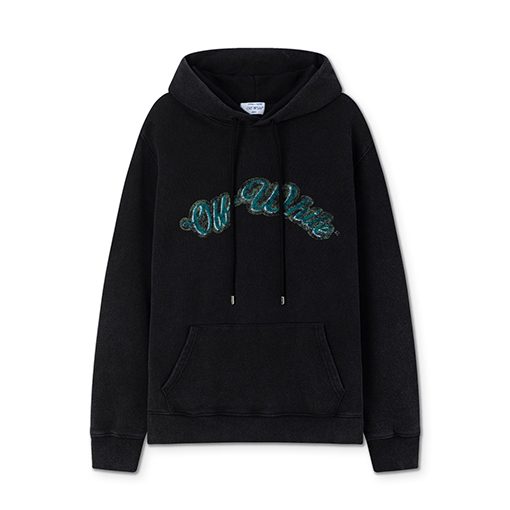 オフホワイト off white 肖像油絵風 460g ウォッシュフード付きスウェットシャツ